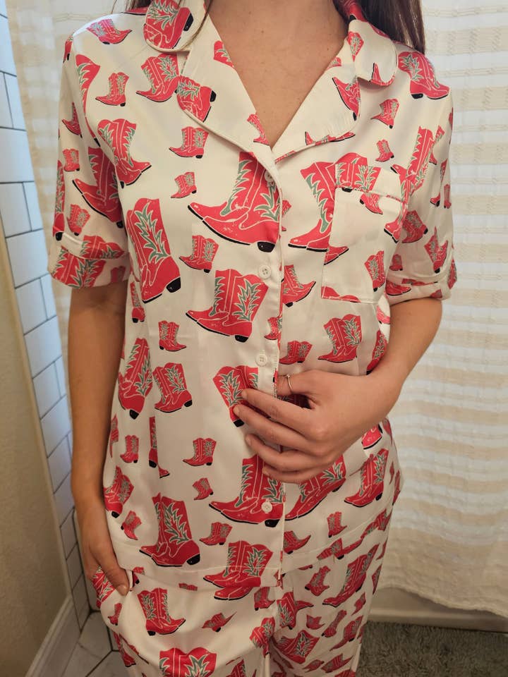 pink white TZ7 Boots SL Pajamas Sets for wholesale on Faire