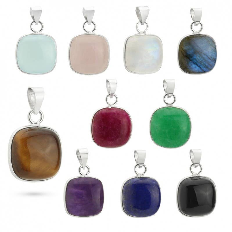 UniArt - Wholesale Individual Charm/Pendant - Silver Pendant with Stone, Basic Cushion Model10