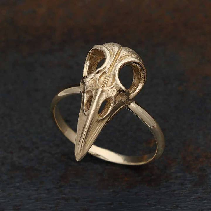 Nina Designs - Vendita all'ingrosso Anello midi/a fascia - Anello con teschio di corvo in argento sterling o bronzo