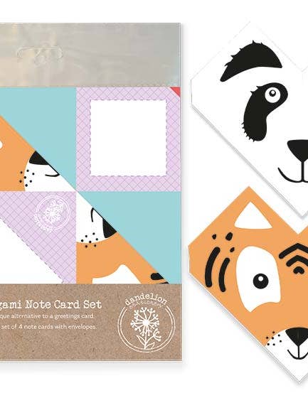 PACK OF 4 ORIGAMI PANDA GREETING CARDS DANDELION STATIONERY for wholesale by Notes & Queries, Inc.
