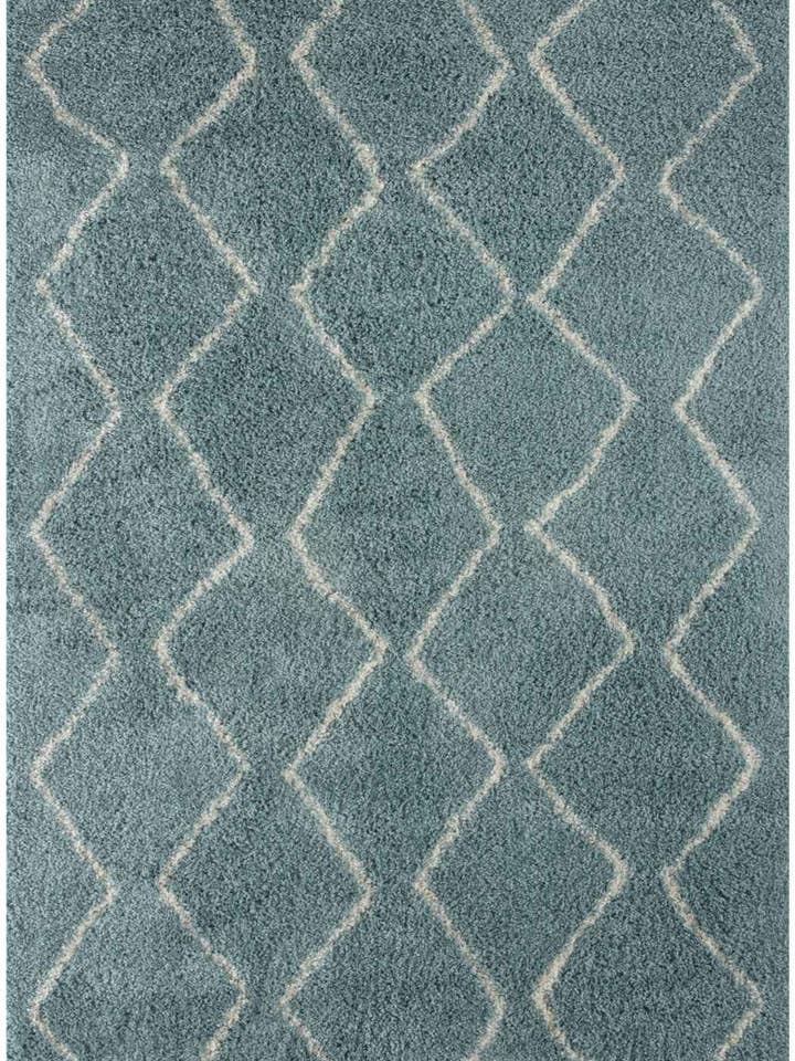 Moroccan Duck Egg Blue Shaggy Rug | 850 for wholesale by THE RUGS