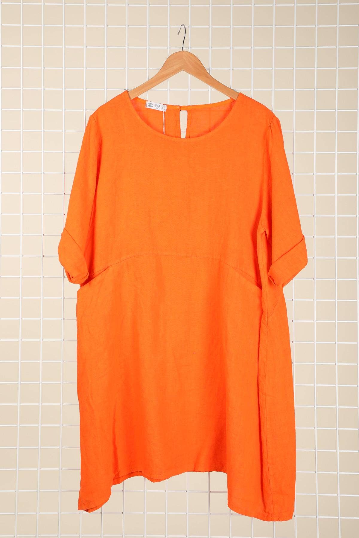 la maison des fibres naturelles – Engroshandel Kjole - Dame – Kort hørkjole med rund hals i 100 % hør 67197