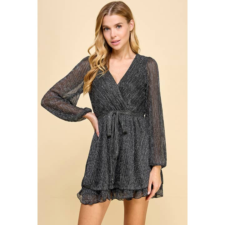 Silver LONG SLEEVE DOUBLE TIER MOONLIGHT DRESS A5890U687 for wholesale on Faire4