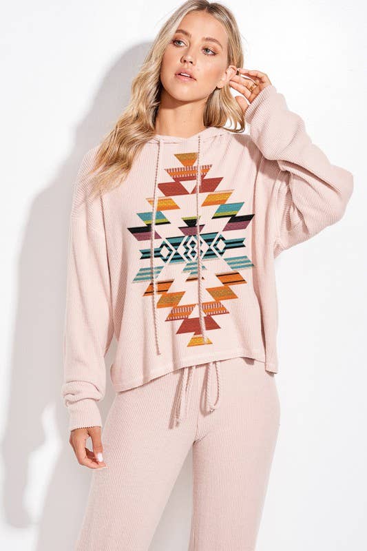 MintChoco - Wholesale Lounge Set - Women's - Aztec print rib loungewear set p13