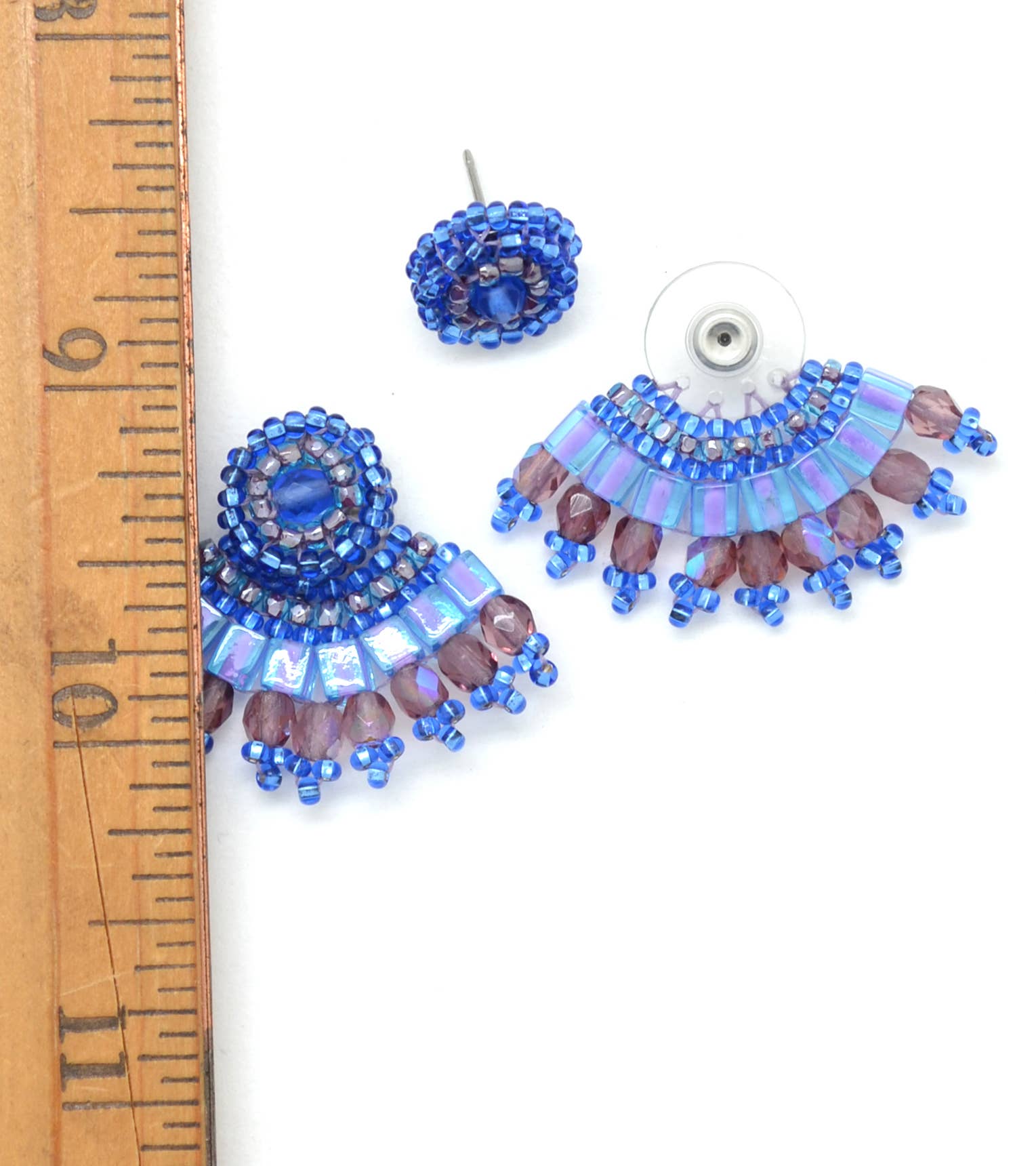 Dunitz & Company - Wholesale Dangle Earrings - Glass Bead Fan Ear Lobe Hugger Earrings - Handmade5