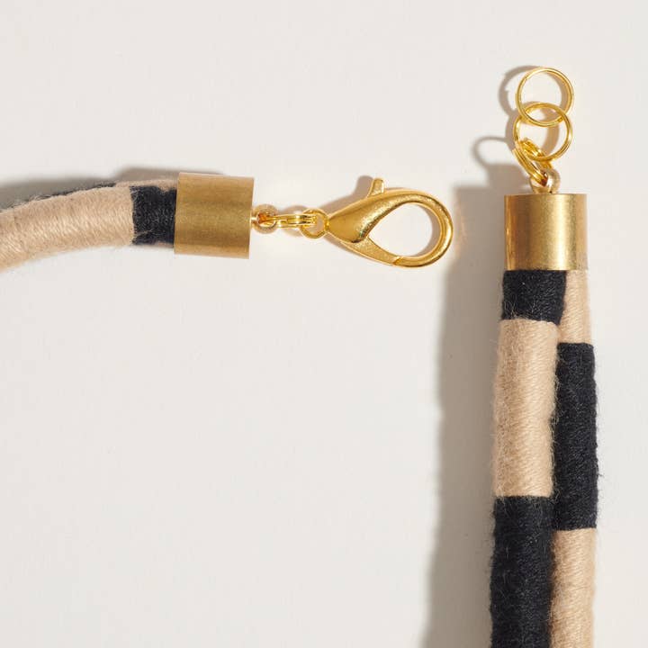 SASHA - Wholesale Woven Necklace - Checkered Double Dragon Necklace3