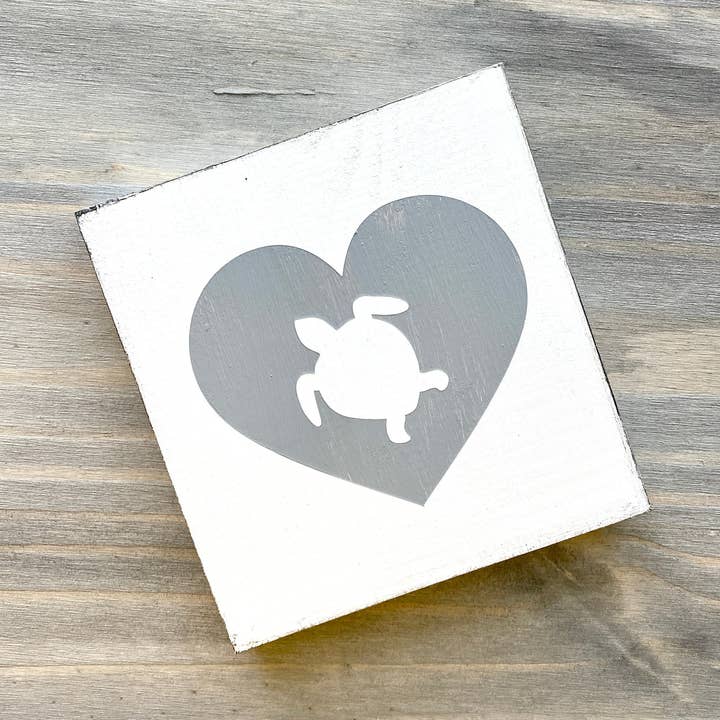 Sea Turtle Heart Sign, valentine beach house decor, gift for wholesale by Anchored Soul Designs