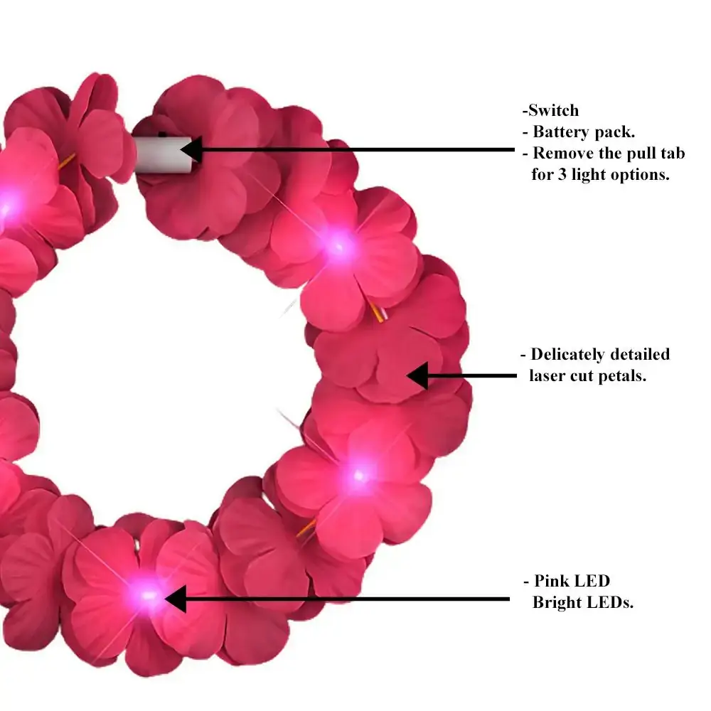 Blinkee.com, LLC – Großhandel Partyhut/Krone – Island Girl Stirnband mit tropischen Blumen und Crown Lei, Rosa3