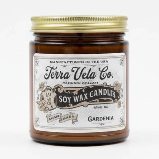 Bergamot Cedar Vintage #2 Collection Soy Candle, Amber Glass for wholesale by Terra Vela