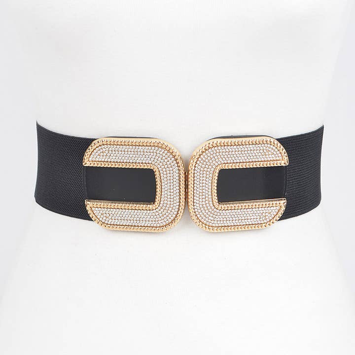 3AM BY H&D ACCESSORIES - Wholesale Belt - Women's - Rhinestone Buckle Stretch Belt0