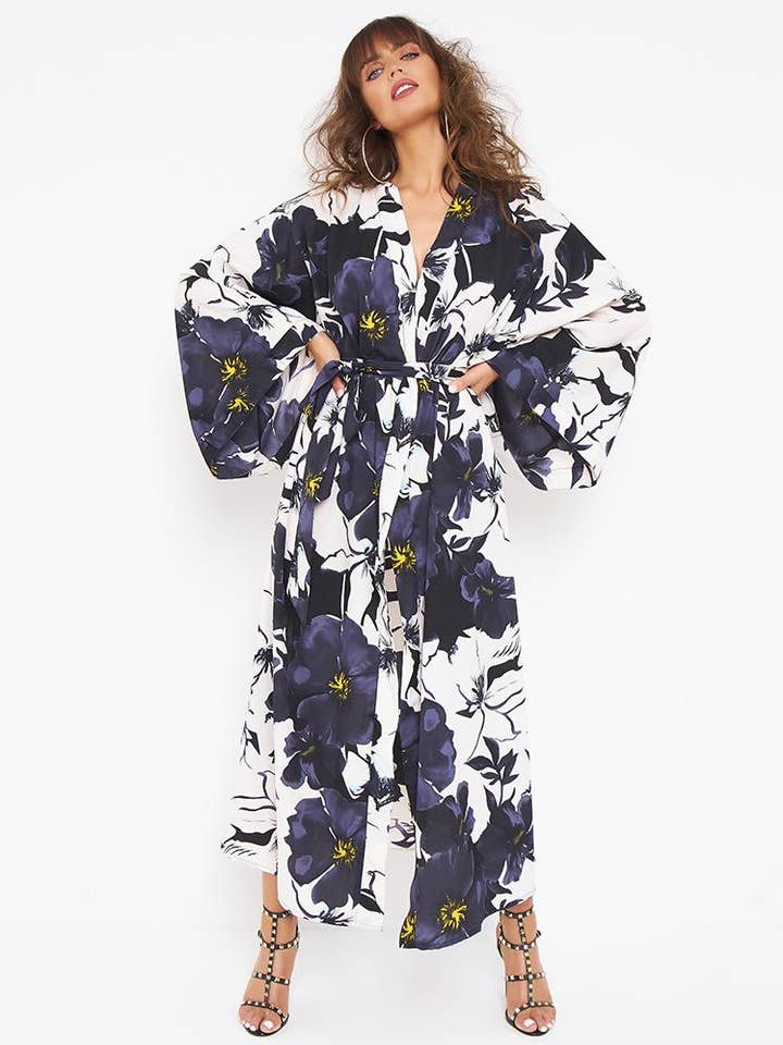 Niko Maxi Kimono in Bloom for wholesale by KITTEN