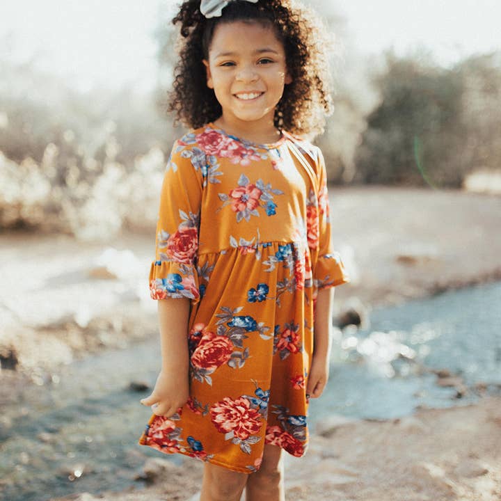 Auburn Velvet Bell Sleeve Dress for wholesale by Lia+Lou