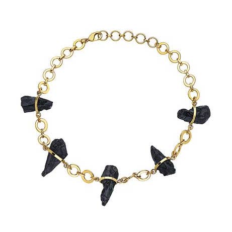 Colar de pedra natural preta por atacado de Jewelry Fiesta