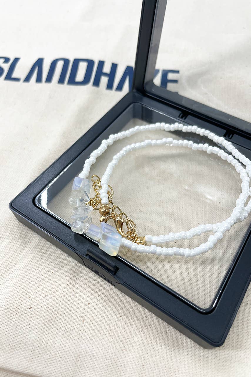 Islandhaze - Wholesale Beaded/Pearl Necklace - Rice  Beads with crystal stone necklace5