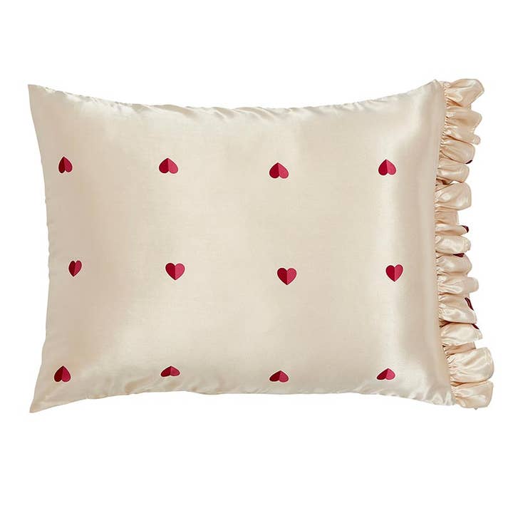 Bella Sleep + Spa - Wholesale Bedding Pillowcase/Sham - Ruffled Satin Pillowcase - Hearts