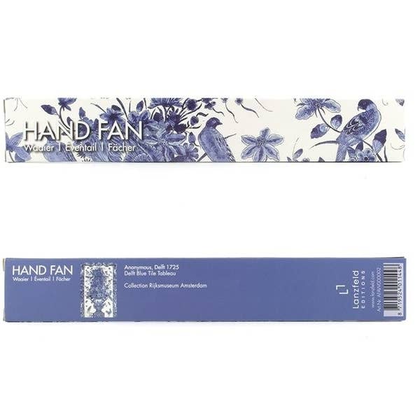 MUSEUM WEBSHOP - Wholesale Handheld Folding Fan - Hand Fan, Bamboo, Delft Blue Bird