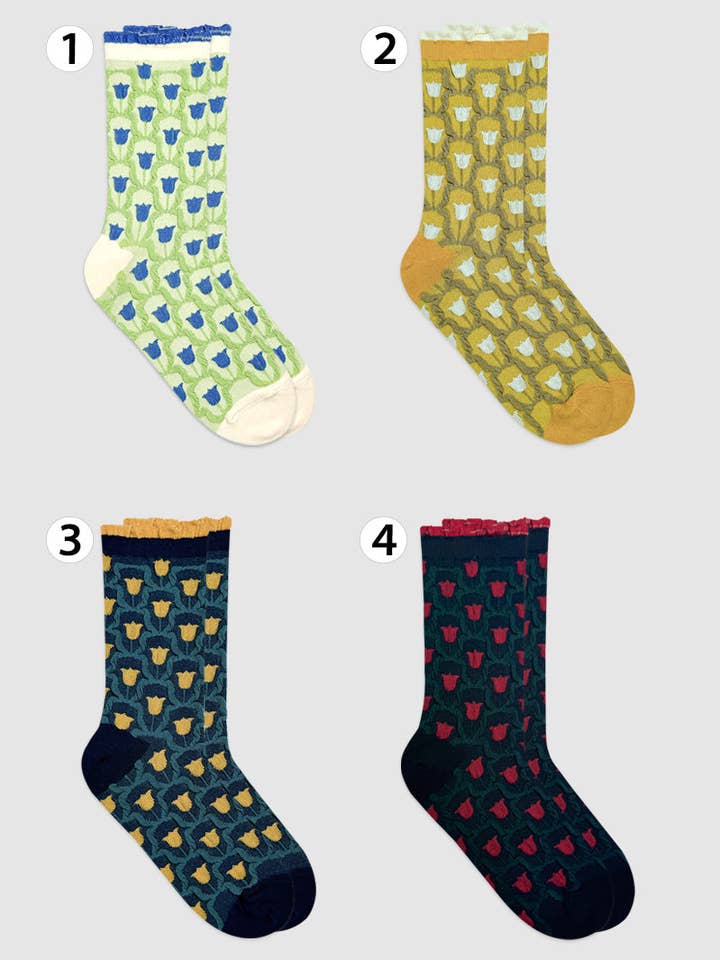 Women's Crew Glitter Frill Flower Socks for wholesale by 7DAYSSOCKS