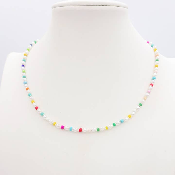 Daemon srls - Wholesale Beaded/Pearl Necklace - MILOS - Collana Perline Rainbow in Acciaio INOSSIDABILE