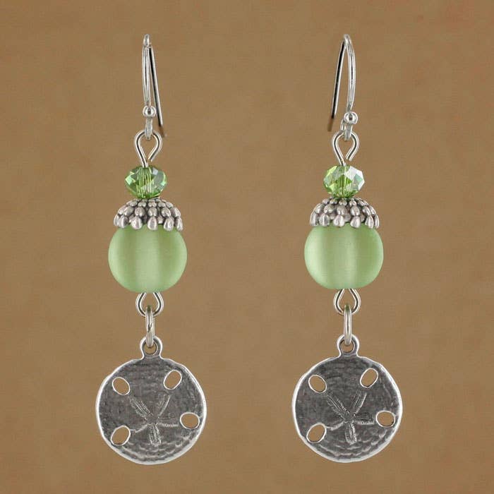 Sadie Green's Jewelry - Wholesale Dangle Earrings - Sea Glass Sand Dollar Earring 1749-SP1