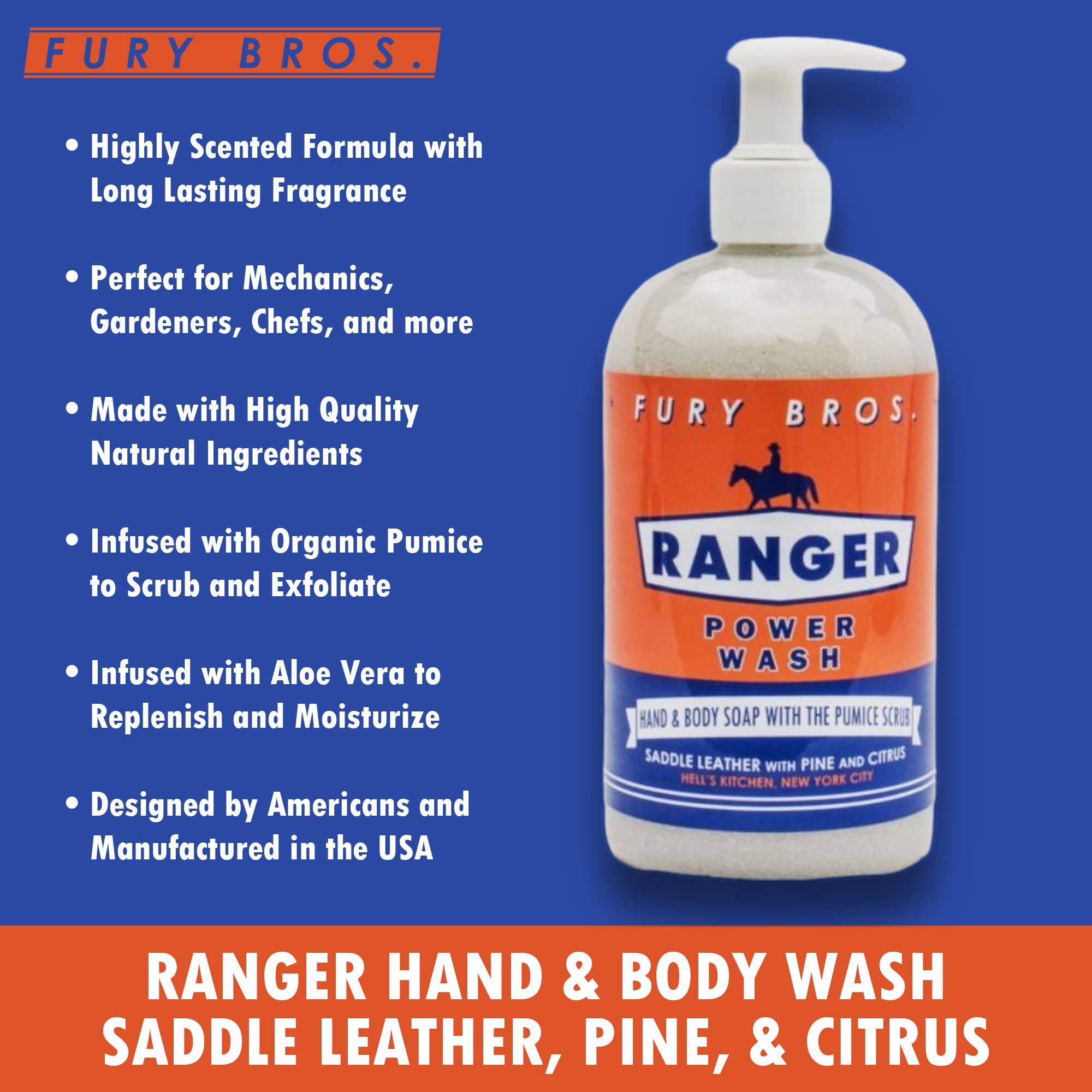 Fury Bros. - Wholesale Body Wash/Shower Gel - Ranger Power Wash 16 oz5