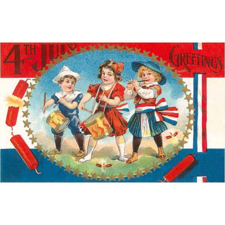Found Image Press - Wholesale Stationery/Notecard Set - Greeting Card JF-28 4th of July Greetings, Child Fife and Dr