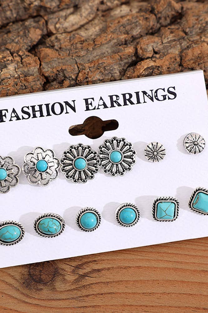 01 Türkisfarbenes Blütenohrring-Set SP270 für den Großhandel auf Faire2