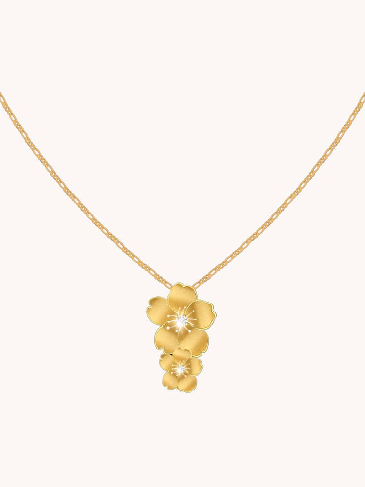 Gold Necklace Sakura–Spring Gift for Her for wholesale by Gratinsta