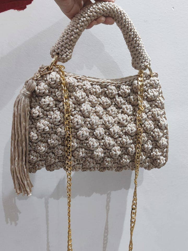 CHQEL Popcorn Macrame Clutch Bag Handmade Crochet Bag for wholesale by CHQEL