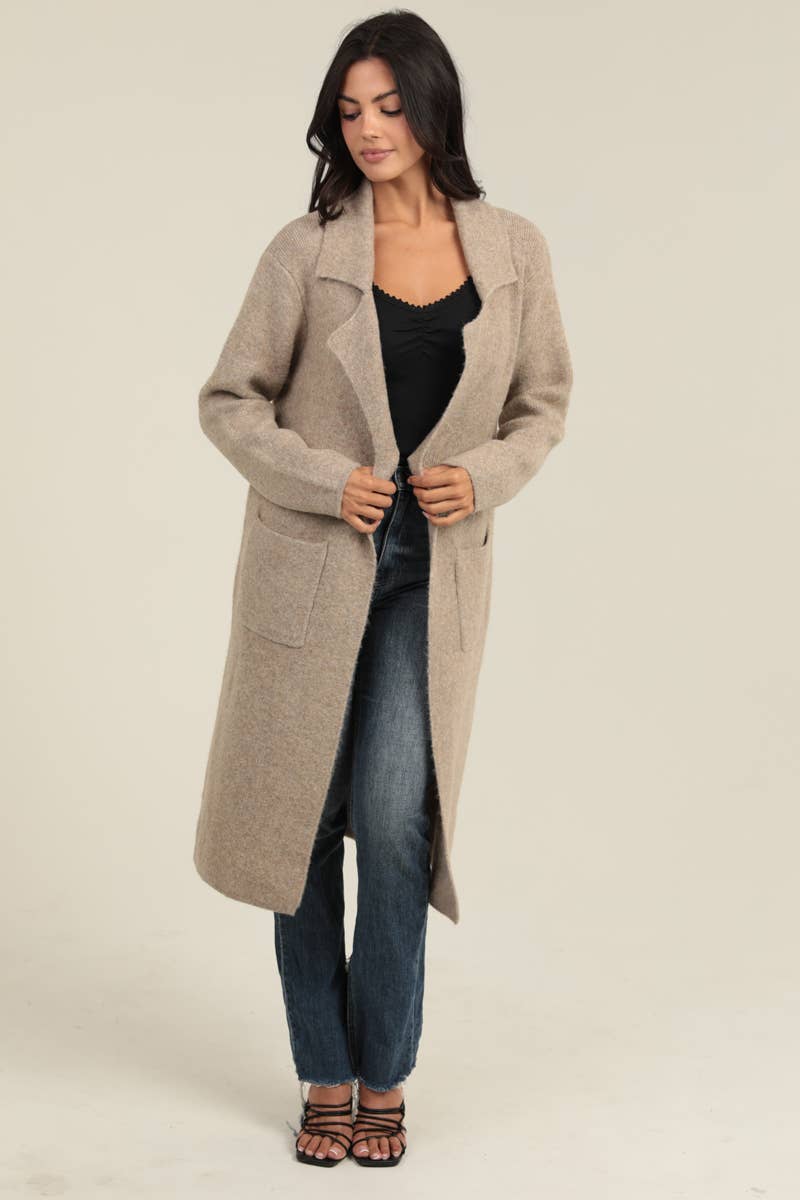 ANGIE - Wholesale Cardigan - Women's - XHT22-ASIS KNIT SWEATER TRENCH CARDIGAN 3