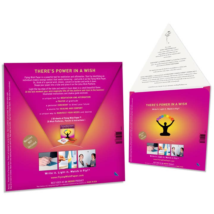 FLYING WISH PAPER ® - Wholesale Spiritual Stone/Crystal - CHAKRA / Large Kit / 50 WISHING PAPERS™ + Accessories2