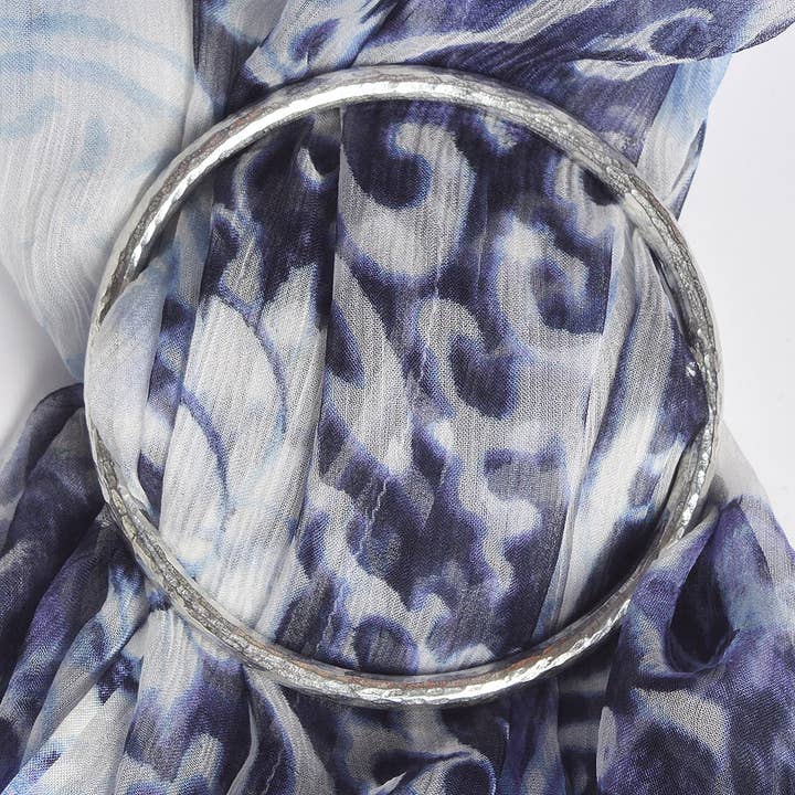 Plain Beaten Texture Pewter Scarf Ring (Large) for wholesale by Glover & Smith