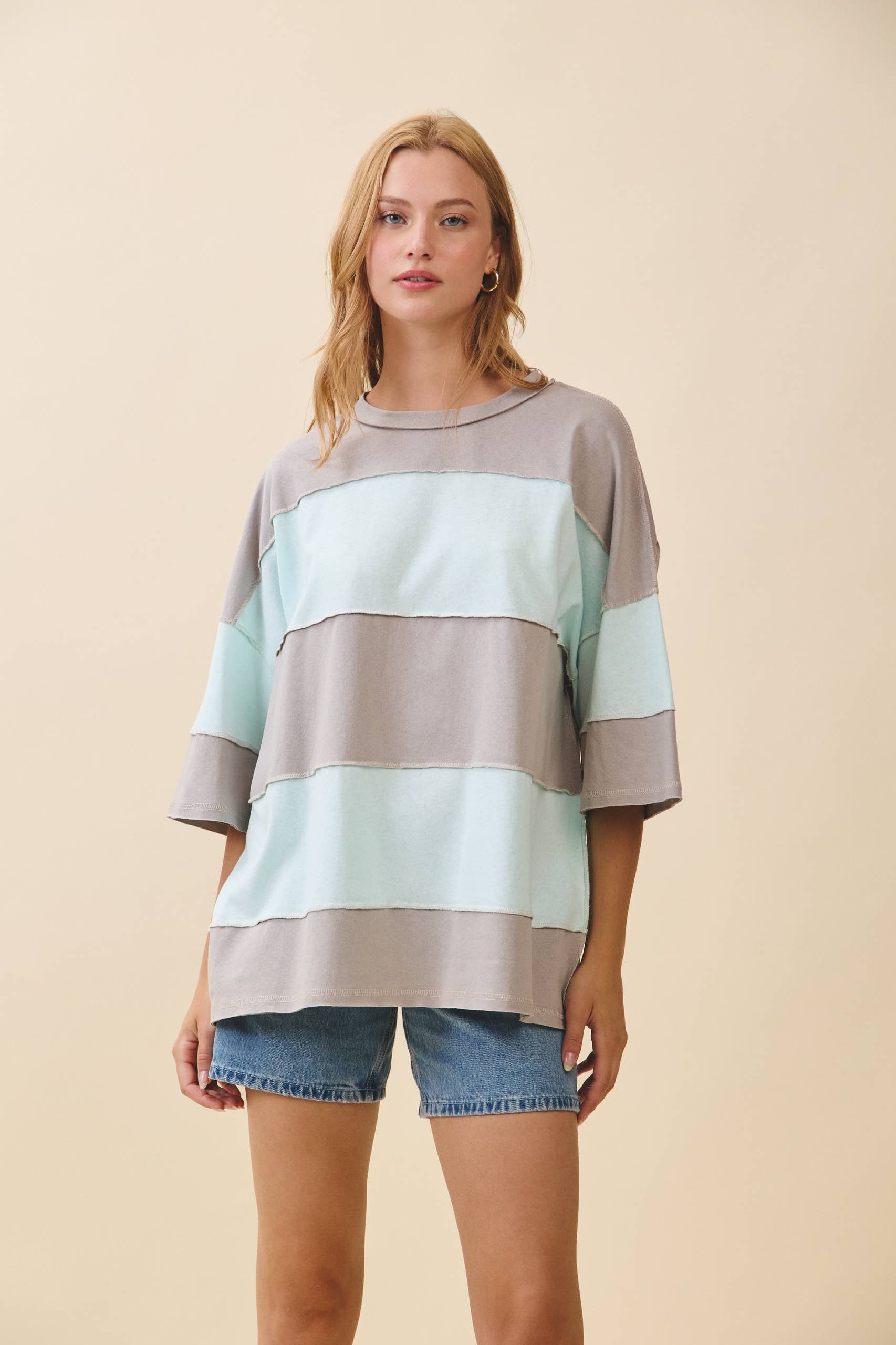AEMI + CO - Wholesale Knit Top - Women's - 8417FN Polly Color Block Top55