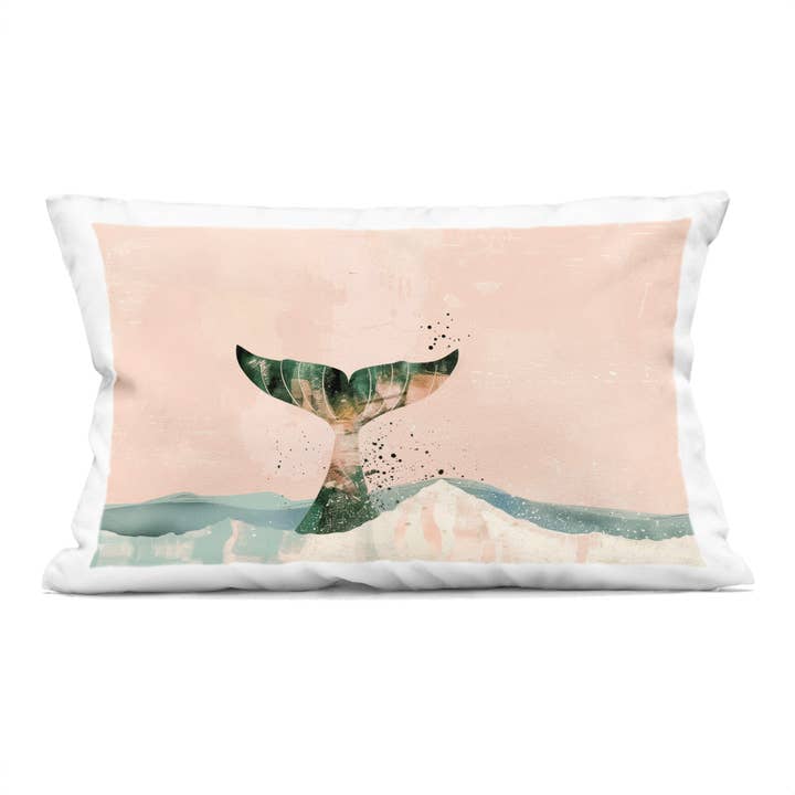 Stupell Industries - Wholesale Throw/Decorative Pillow - Pink Abstract Whale Tail Printed Pillow