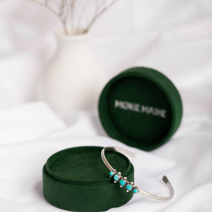 Moxie Maine - Wholesale Cuff Bracelet - 305: Turquoise & Sterling Silver Cluster Cuff Bracelet 9253