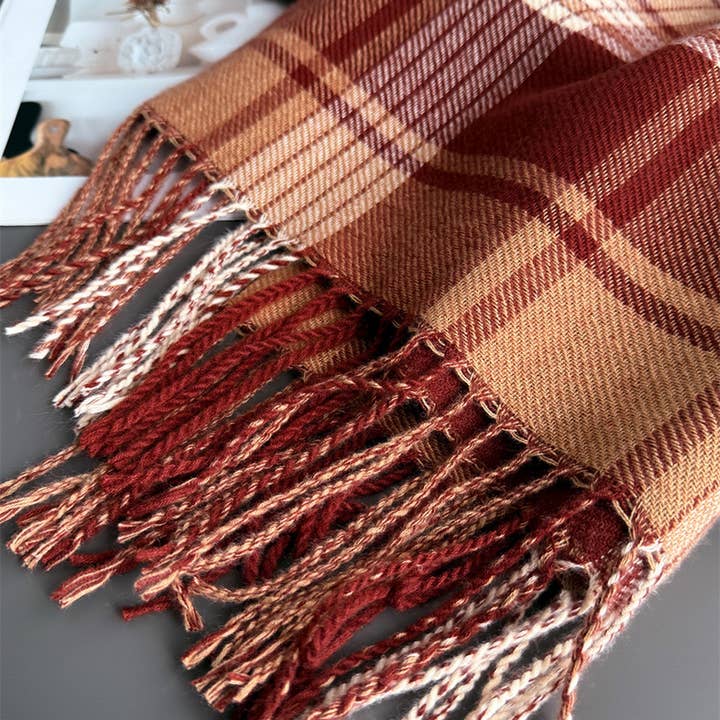 DOUBLJU - Wholesale Scarf - Women's - GENTLE RETRO TASSEL SAND WARM SCARF_CWASC0305810