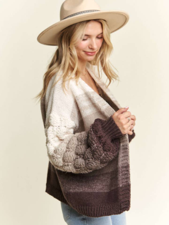 Madelyn – wholesale Kofta - Dam – LESW3603- PUFFÄRMAD OMBRE TRÖJA KOFTA