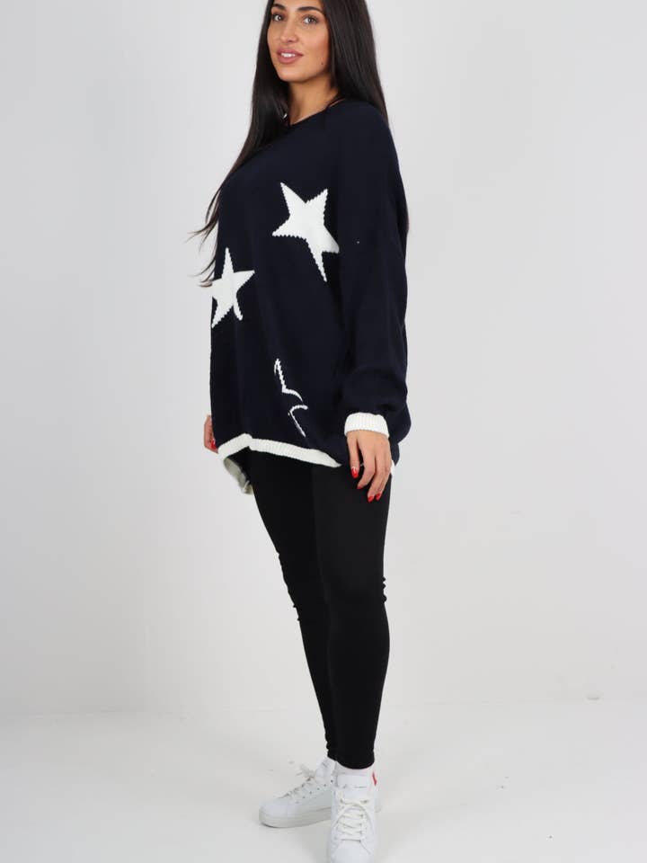 Miss Bold – wholesale Tunic sweater – Women’s – Italian Oversized Star Print Long Sleeve Jumper34
