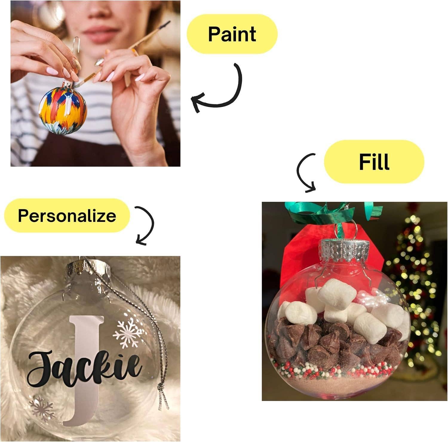 4E's Novelty - Wholesale Artificial Christmas Tree - 4E's Clear Fillable Ornaments - 12 Pack 80mm DIY Craft Decor4