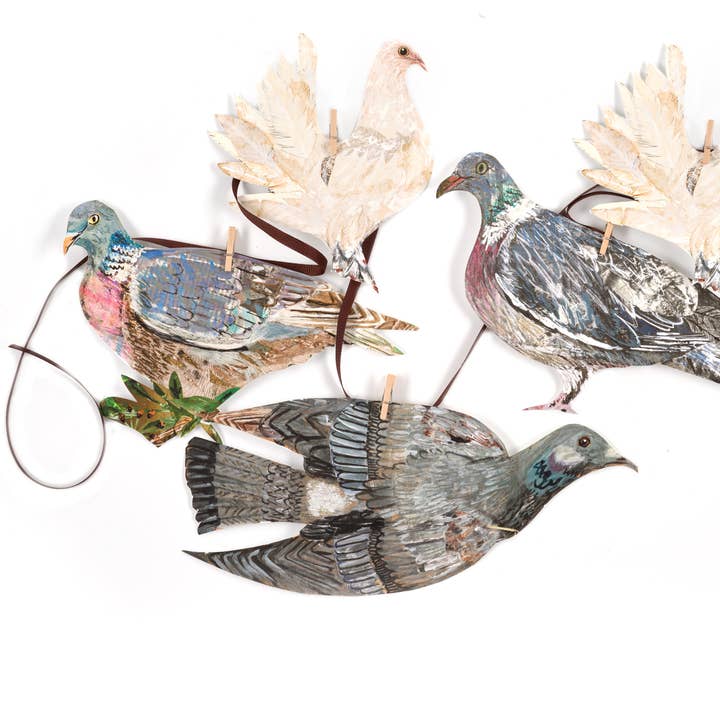 Handmade Fine art paper Pigeon Garland for wholesale by Clare O’Neill Artworks