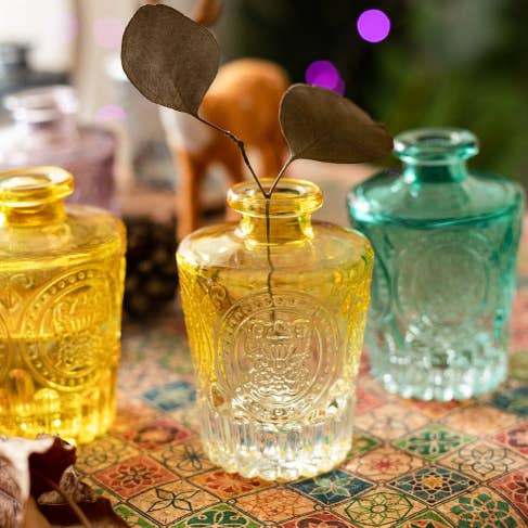 Sweet Home Deco - Wholesale Vase - Vintage Decorative Glass Vases, Colored Bud Flower Vases, 7