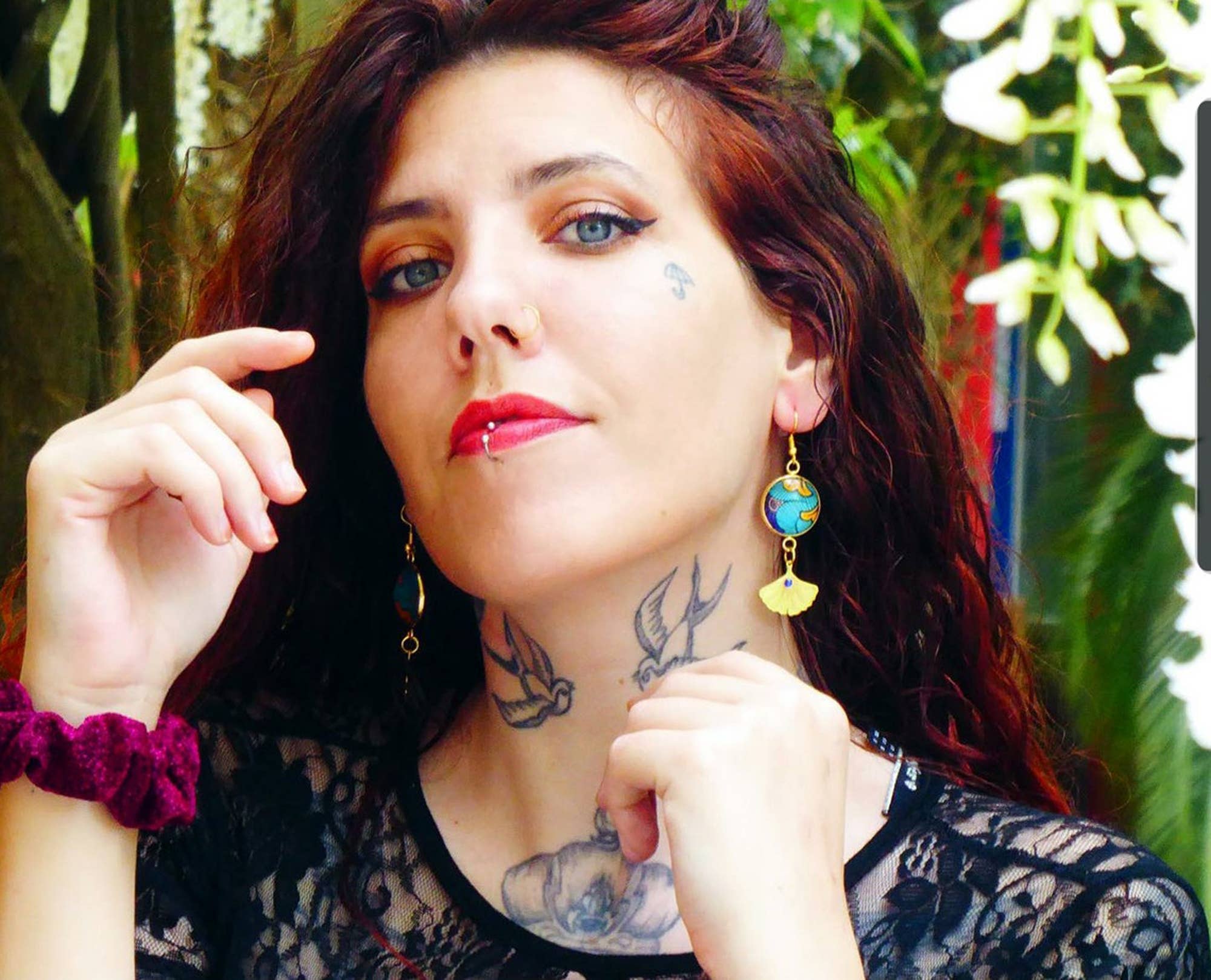 SUNKRIS - Wholesale Dangle Earrings - Ethnic wax orange blue gold ginkgo flower earrings1