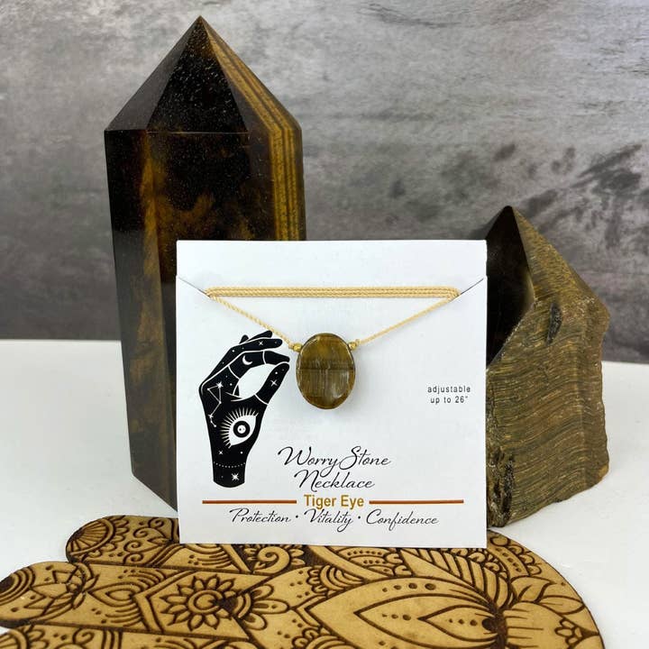 Rock Paradise - Wholesale Pendant/charm necklace - Worry Stone Necklace on Cord - Crystal Thumb Stone - Adjusta16