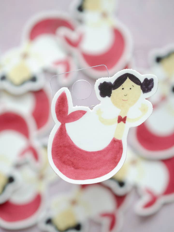 Asian Mermaid Girl Watercolor Die Cut Sticker for wholesale by The Smokey Rose Press