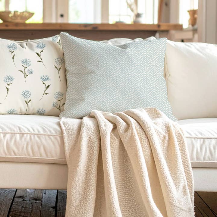 Blue Diamond Square 20"x20" 100% Soft Cotton Throw Pillow for wholesale by Beth Schneider Designs, LLC