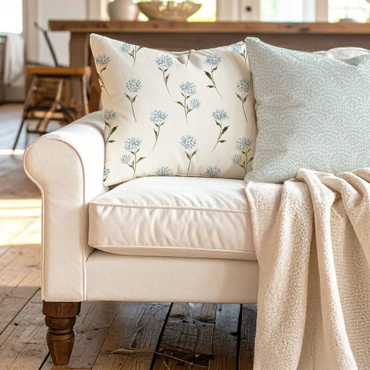 Aire Floral 100% Soft Cotton Square 20"x20" Accent Pillow for wholesale by Beth Schneider Designs, LLC