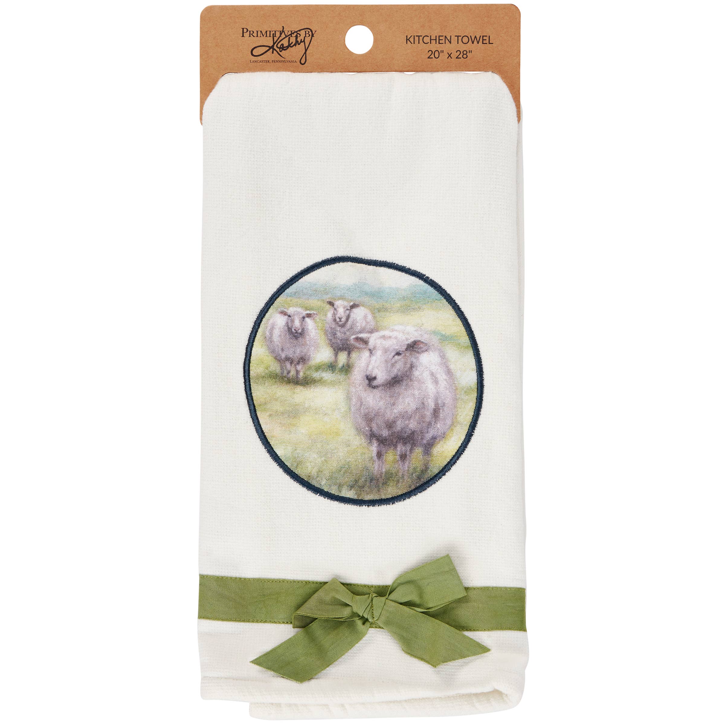Primitives by Kathy - Wholesale Tea Towel - White Sheep Kitchen Towel0