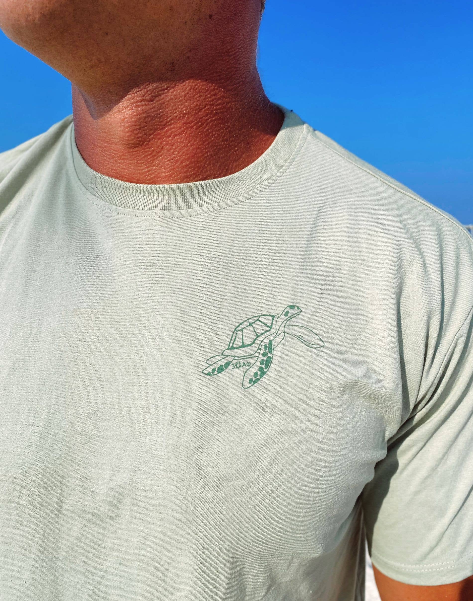 30A Gear - Wholesale Screen Printed T-Shirt - Unisex - Save The Sea Turtles Short Sleeve Tee - Sage2