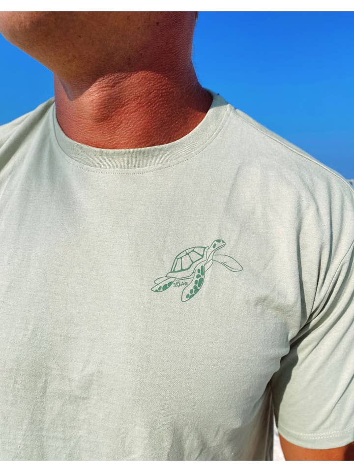 30A Gear - Wholesale Screen Printed T-Shirt - Unisex - Save The Sea Turtles Short Sleeve Tee - Sage2
