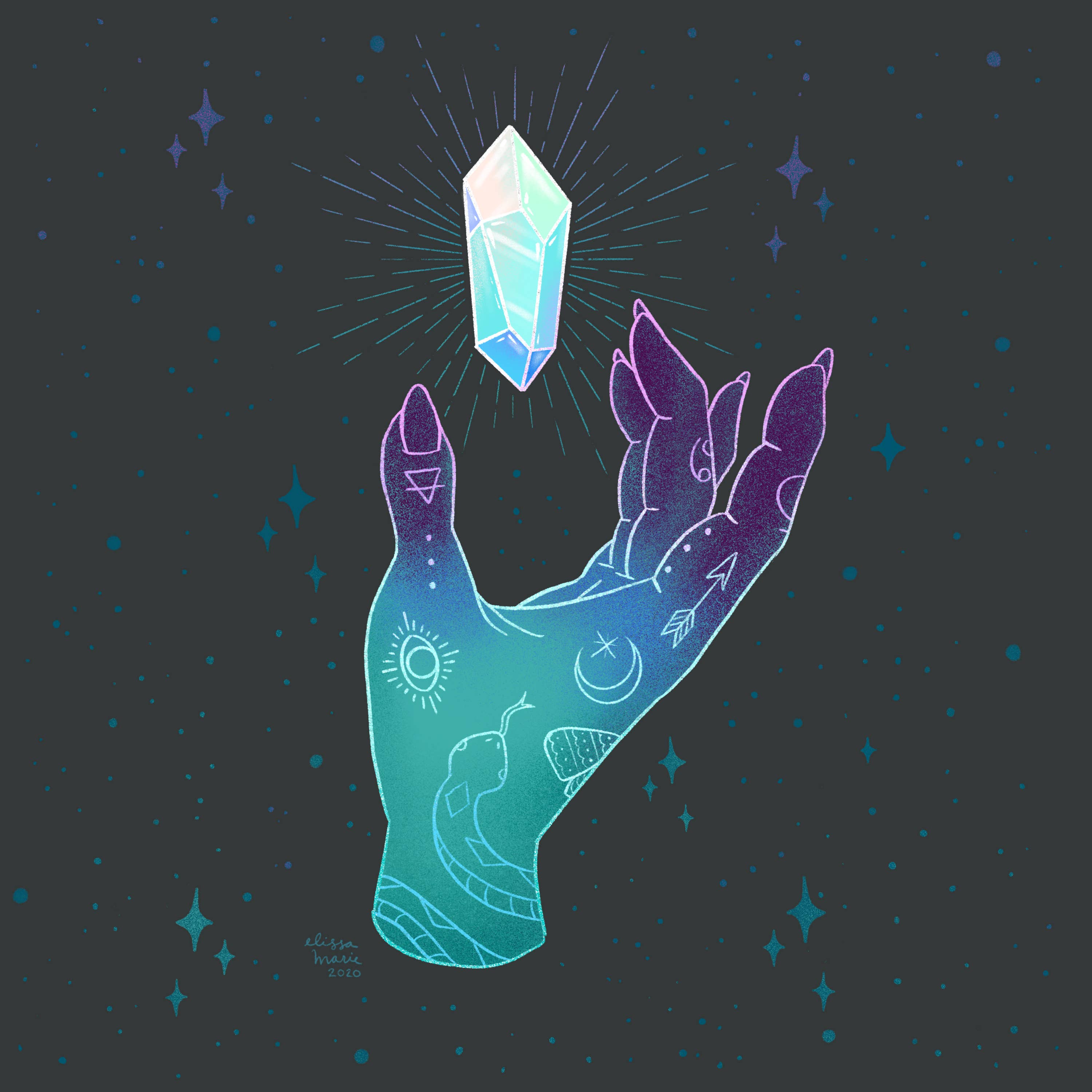 Elissa Marie Creative - Wholesale Art Print - Crystal Magic 8x10 Art Print | metaphysical | witchy | hand1