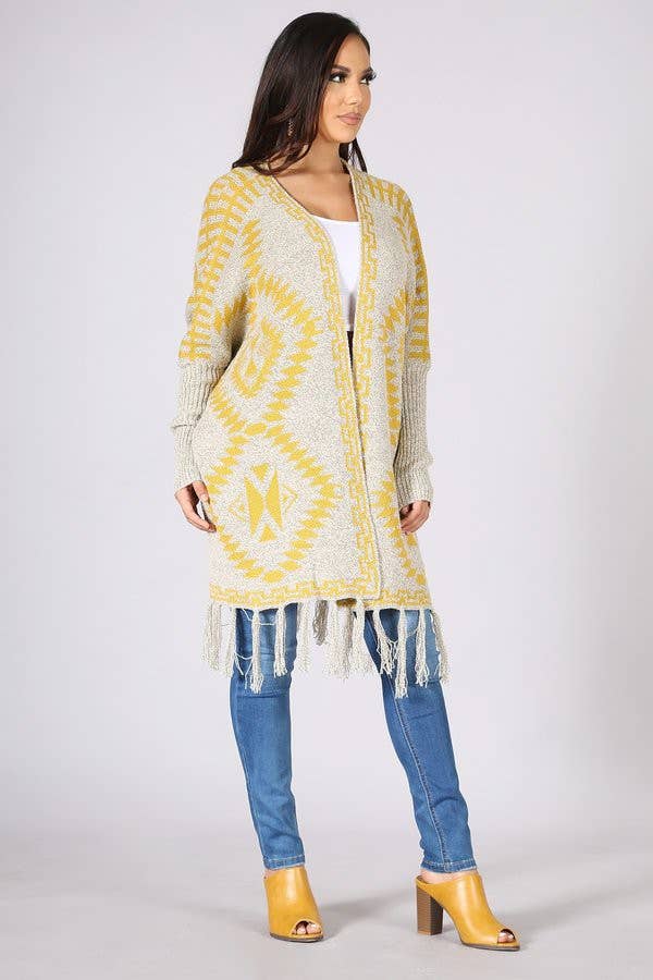 Oceanus Apparel - Vente Cardigan – femme - OUG10622-SP Cardigan en tricot poncho tribal à franges15